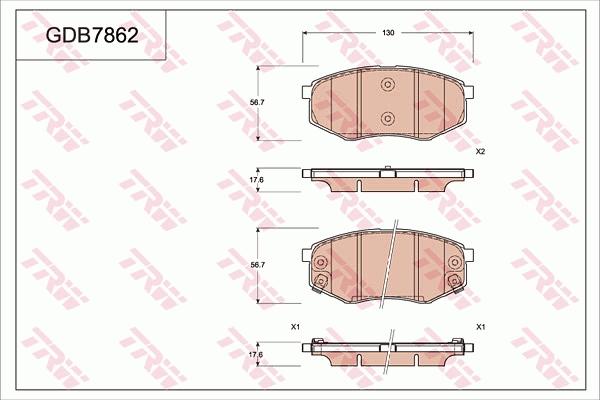 TRW GDB7862 - Brake Pad Set, disc brake autospares.lv