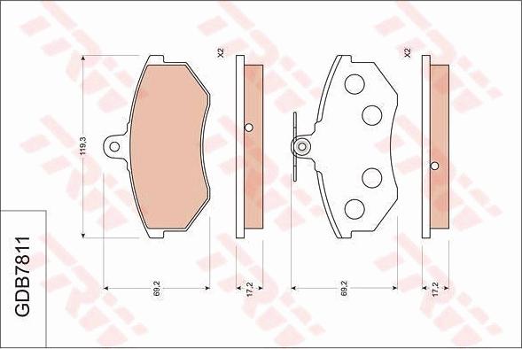 TRW GDB7811 - Brake Pad Set, disc brake autospares.lv