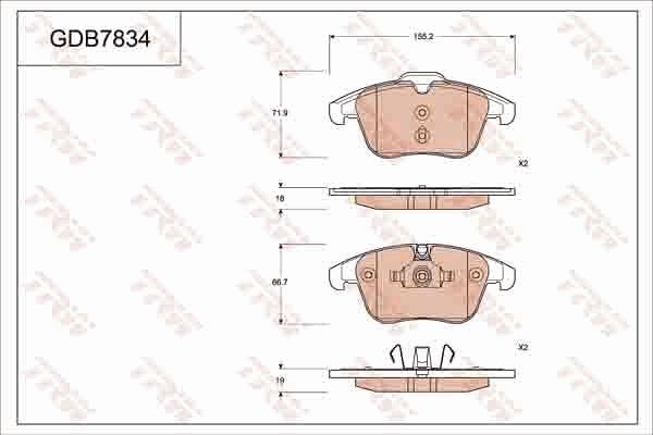 TRW GDB7834 - Brake Pad Set, disc brake autospares.lv