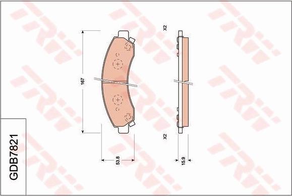 TRW GDB7821 - Brake Pad Set, disc brake autospares.lv