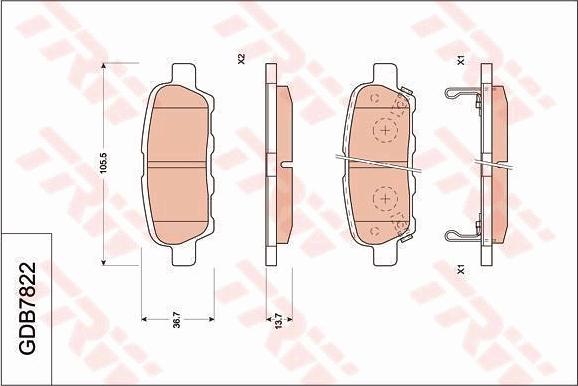 TRW GDB7822DT - Brake Pad Set, disc brake autospares.lv