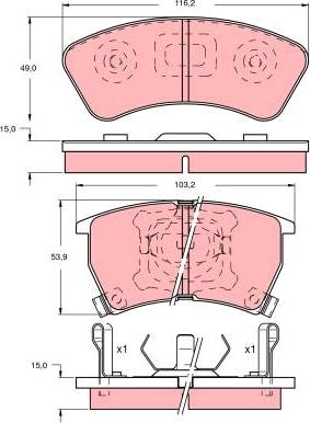 TRW GDB735 - Brake Pad Set, disc brake autospares.lv