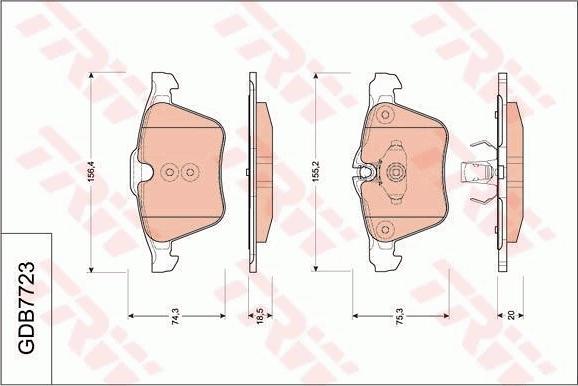 TRW GDB7723 - Brake Pad Set, disc brake autospares.lv