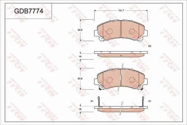 TRW GDB7774AT - Brake Pad Set, disc brake autospares.lv