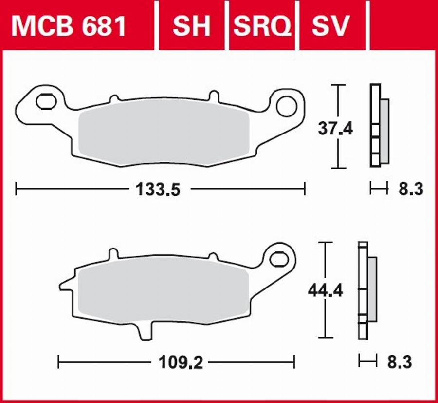 TRW MCB681 - Brake Pad Set, disc brake autospares.lv