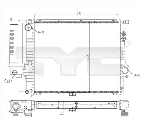 TYC 703-0010-R - Radiator, engine cooling autospares.lv