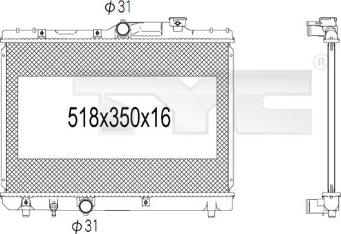 TYC 736-1005 - Radiator, engine cooling autospares.lv