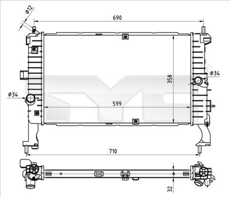 TYC 725-0049 - Radiator, engine cooling autospares.lv