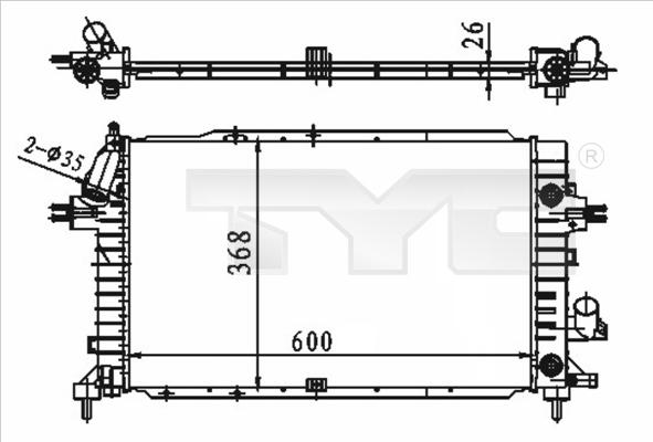 TYC 725-0046 - Radiator, engine cooling autospares.lv