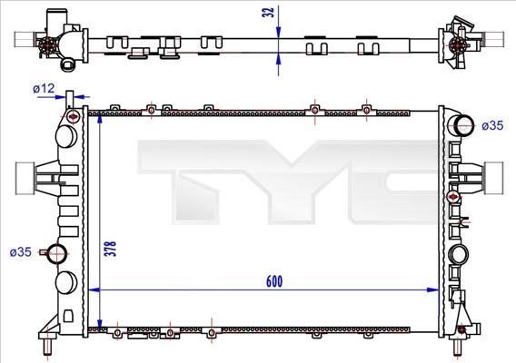 TYC 725-0041-R - Radiator, engine cooling autospares.lv