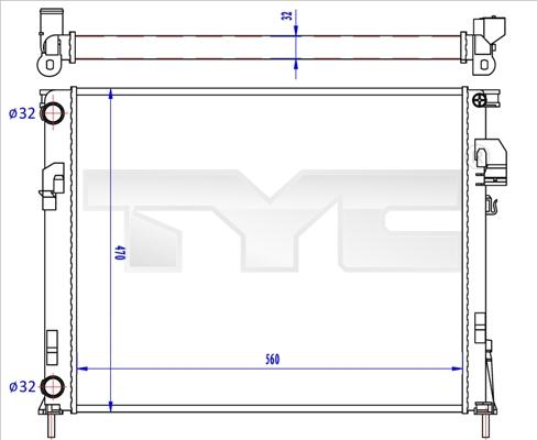 TYC 725-0043-R - Radiator, engine cooling autospares.lv