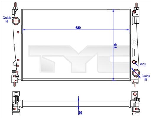 TYC 725-0042-R - Radiator, engine cooling autospares.lv