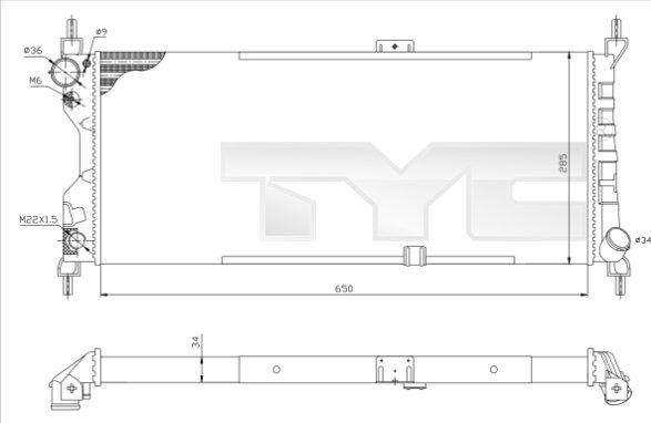 TYC 725-0019-R - Radiator, engine cooling autospares.lv