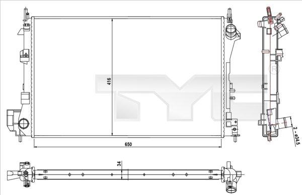 TYC 725-0010-R - Radiator, engine cooling autospares.lv