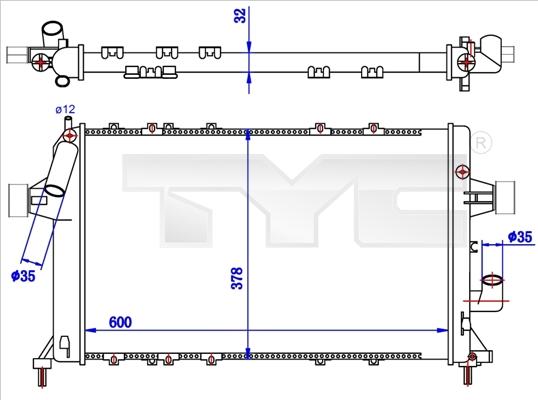 TYC 725-0039-R - Radiator, engine cooling autospares.lv