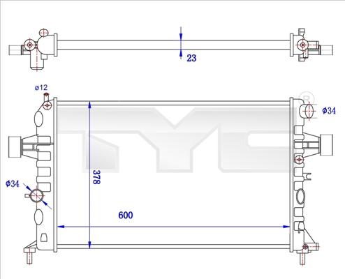 TYC 725-0038-R - Radiator, engine cooling autospares.lv