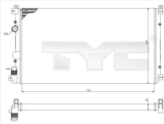 TYC 725-0029 - Radiator, engine cooling autospares.lv