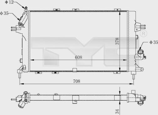 TYC 725-0028-R - Radiator, engine cooling autospares.lv