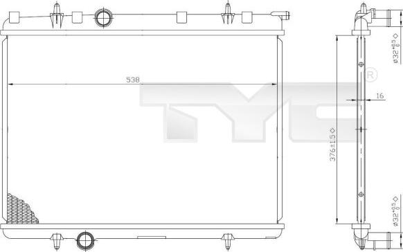 TYC 726-0009 - Radiator, engine cooling autospares.lv