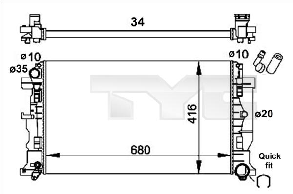 TYC 721-0014-R - Radiator, engine cooling autospares.lv