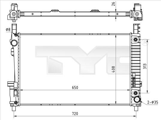 TYC 721-0020 - Radiator, engine cooling autospares.lv