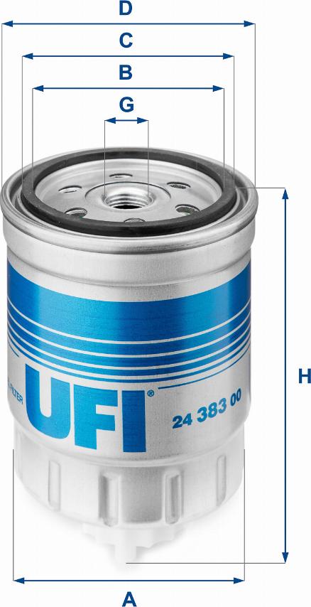 UFI 24.383.00 - Fuel filter autospares.lv