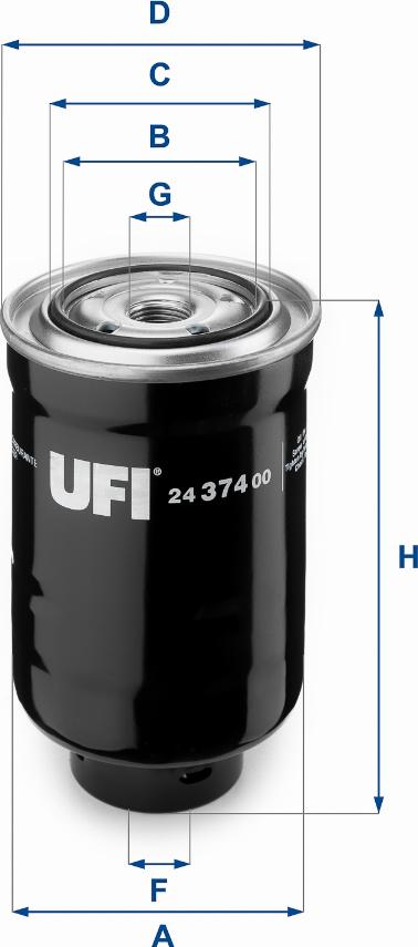 UFI 24.374.00 - Fuel filter autospares.lv