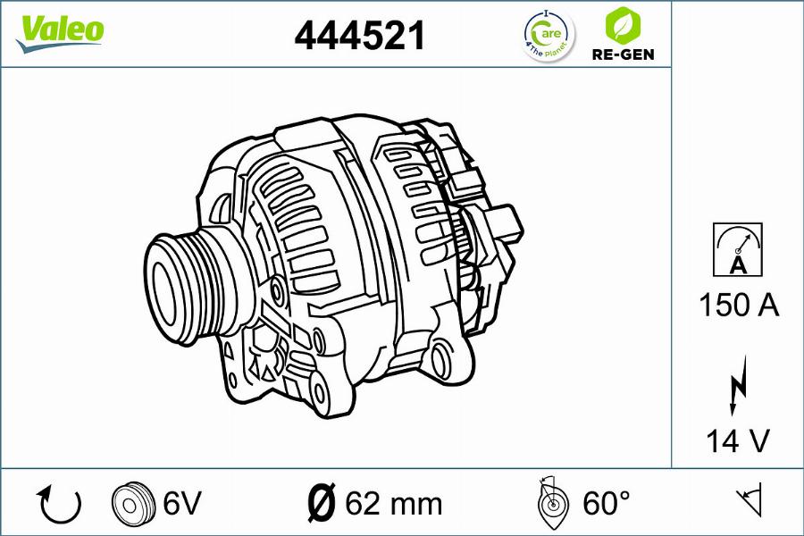 Valeo 444521 - Alternator autospares.lv