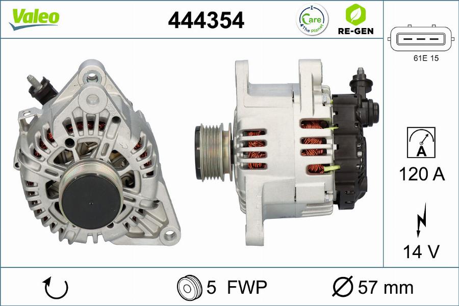 Valeo 444354 - Alternator autospares.lv