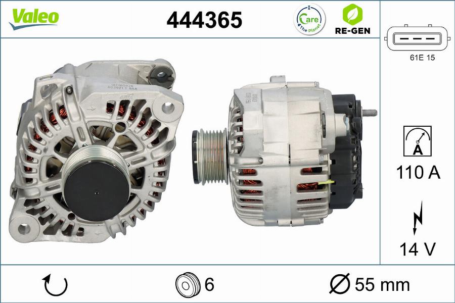 Valeo 444365 - Alternator autospares.lv