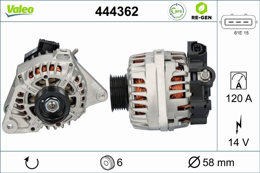 Valeo 444362 - Alternator autospares.lv