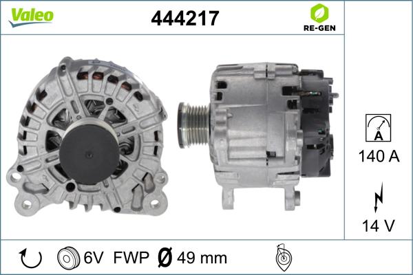 Valeo 444217 - Alternator autospares.lv