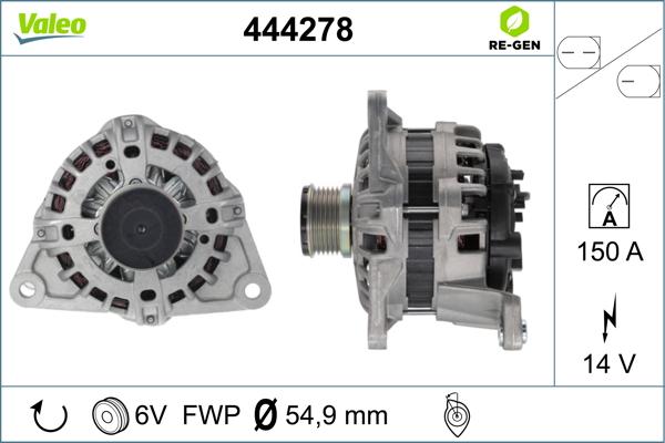 Valeo 444278 - Alternator autospares.lv