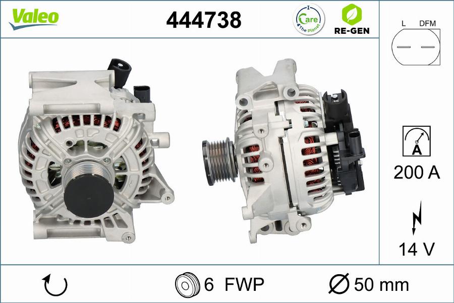 Valeo 444738 - Alternator autospares.lv