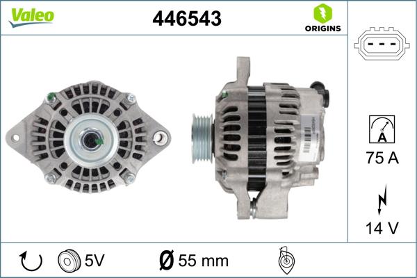 Valeo 446543 - Alternator autospares.lv