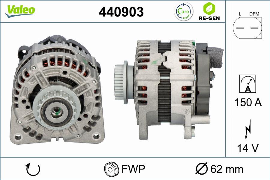 Valeo 440903 - Alternator autospares.lv