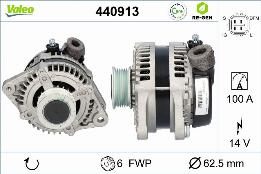 Valeo 440913 - Alternator autospares.lv