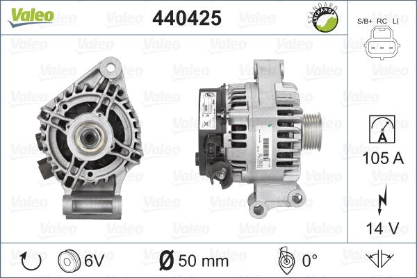 Valeo 440425 - Alternator autospares.lv