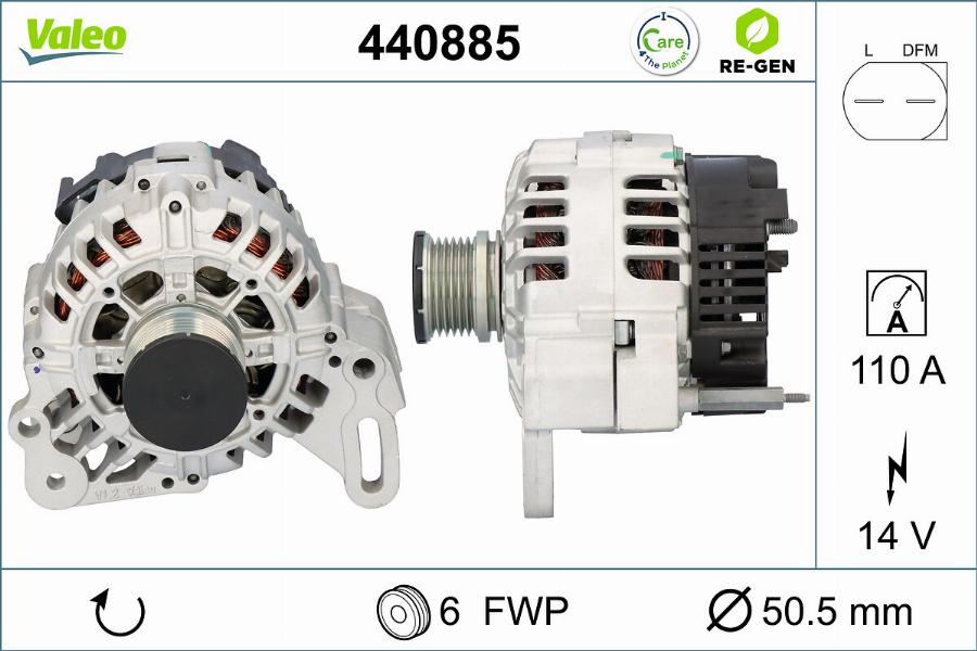 Valeo 440885 - Alternator autospares.lv