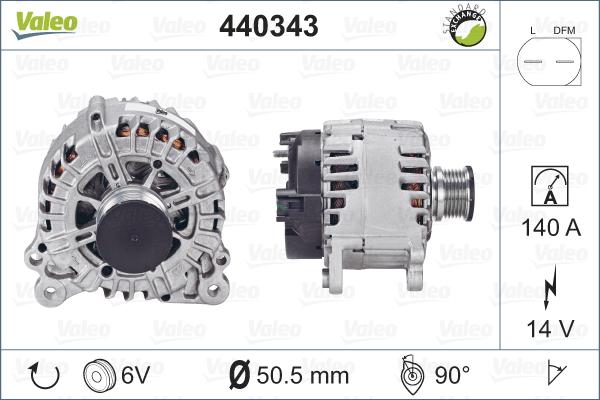 Valeo 440343 - Alternator autospares.lv