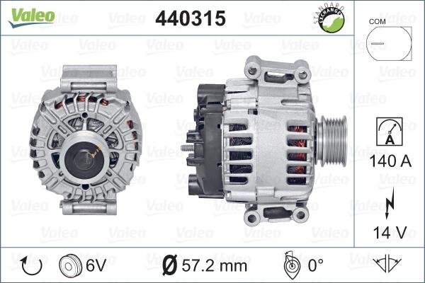 Valeo 440315 - Alternator autospares.lv