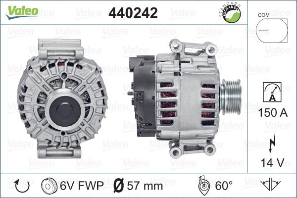 Valeo 440242 - Alternator autospares.lv