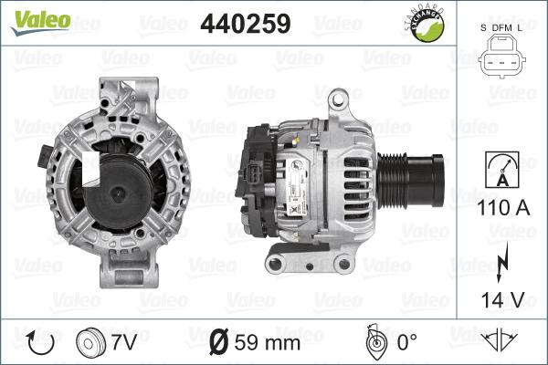 Valeo 440259 - Alternator autospares.lv