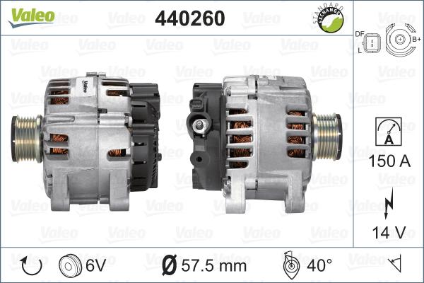 Valeo 440260 - Alternator autospares.lv