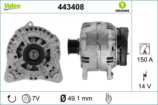 Valeo 443408 - Alternator autospares.lv