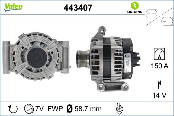 Valeo 443407 - Alternator autospares.lv