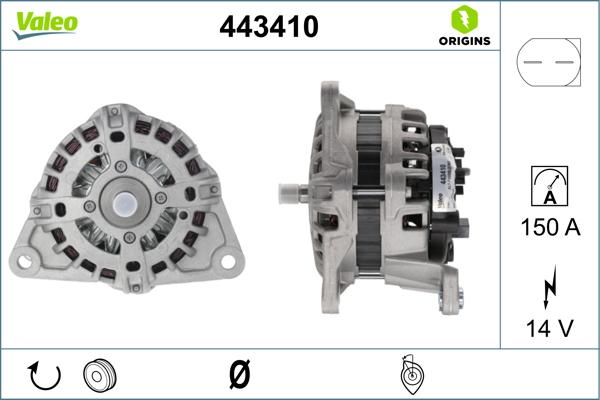 Valeo 443410 - Alternator autospares.lv