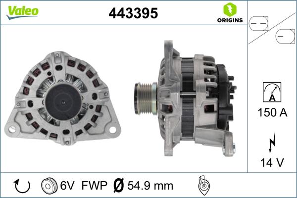 Valeo 443395 - Alternator autospares.lv