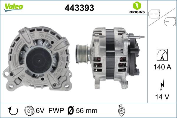 Valeo 443393 - Alternator autospares.lv