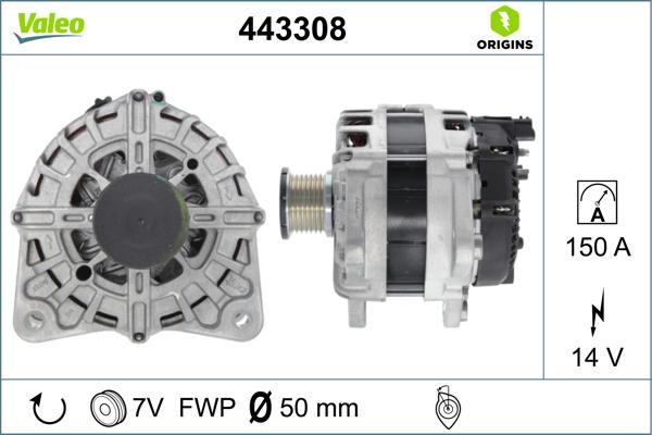 Valeo 443308 - Alternator autospares.lv